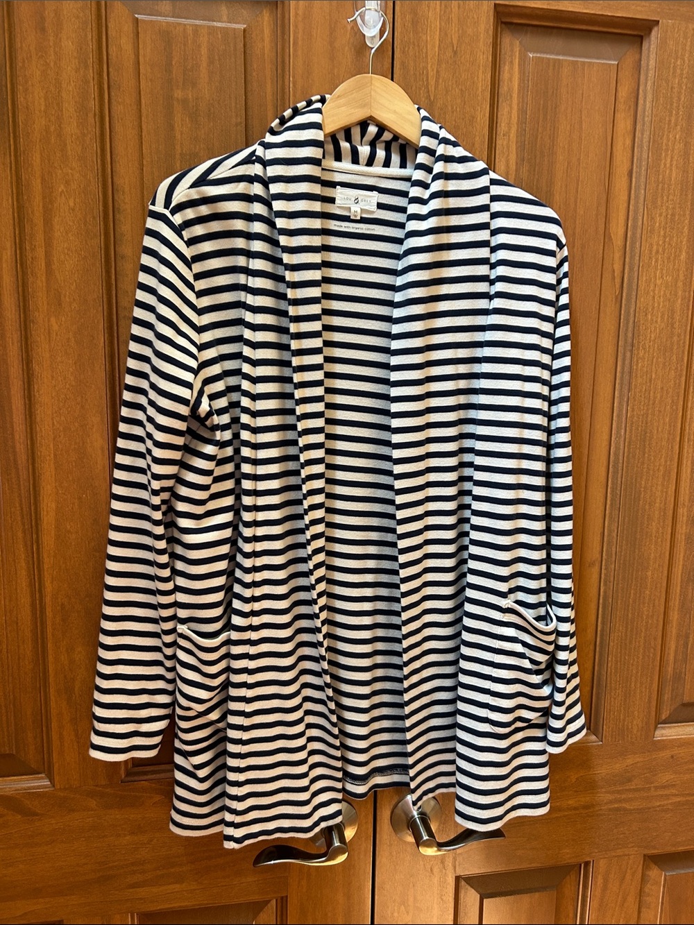 Lou & Grey Navy and White Striped open sweater size medium